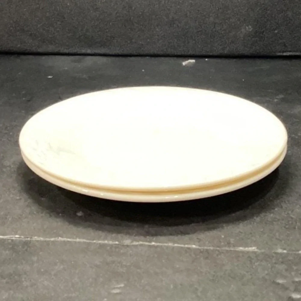Anchor Hocking Fish Scale Ivory‎ White Basketweave Saucers, Set Of 2, Uranium